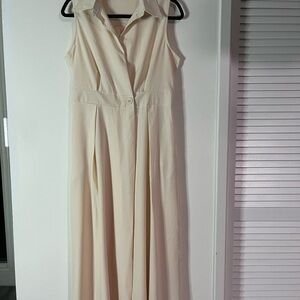 Elegant Cream Sleeveless Dress